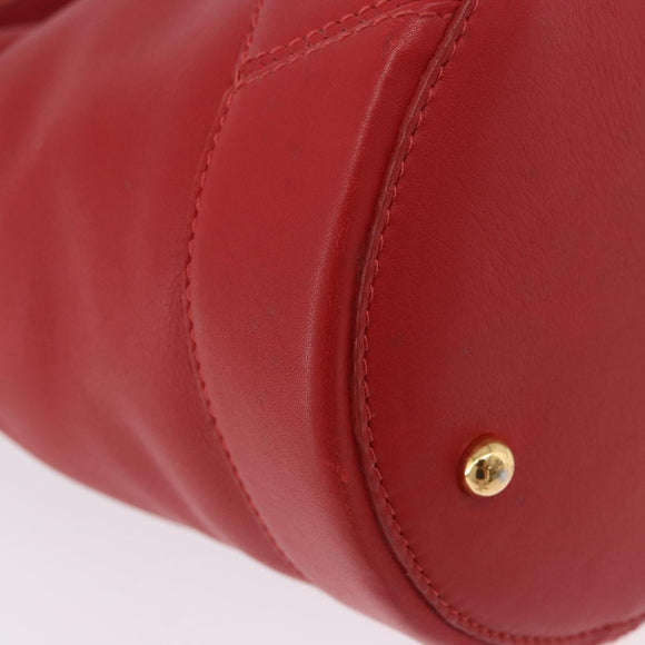 LOEWE Hand Bag Leather 2way Red Gold Auth 195246A