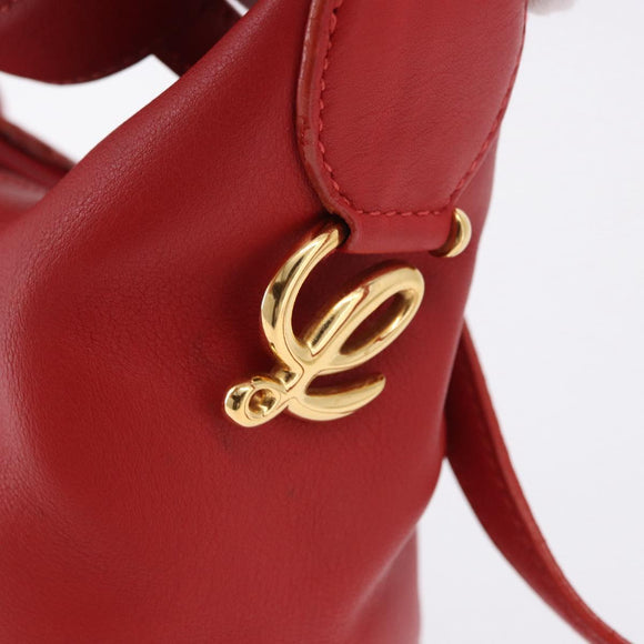 LOEWE Hand Bag Leather 2way Red Gold Auth 195246A