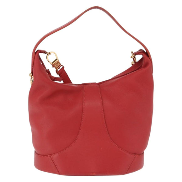 LOEWE Hand Bag Leather 2way Red Gold Auth 195246A