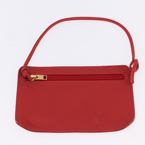 LOEWE Hand Bag Leather 2way Red Gold Auth 195246A