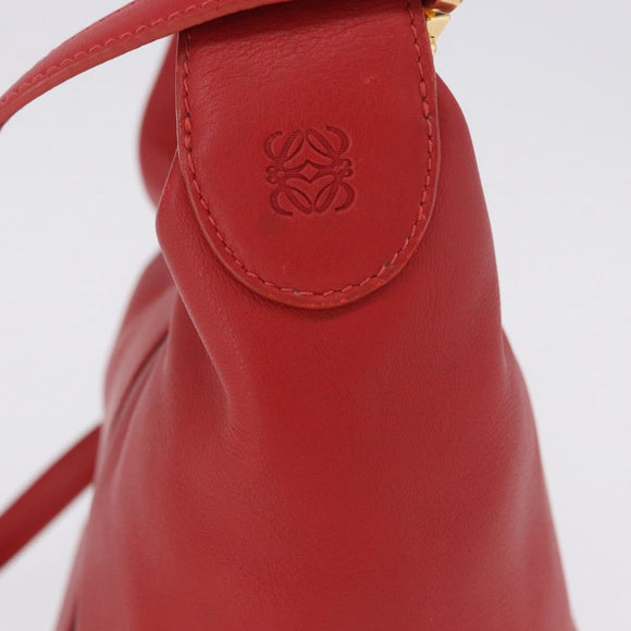 LOEWE Hand Bag Leather 2way Red Gold Auth 195246A