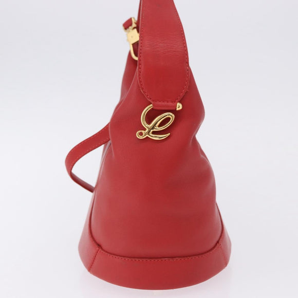 LOEWE Hand Bag Leather 2way Red Gold Auth 195246A