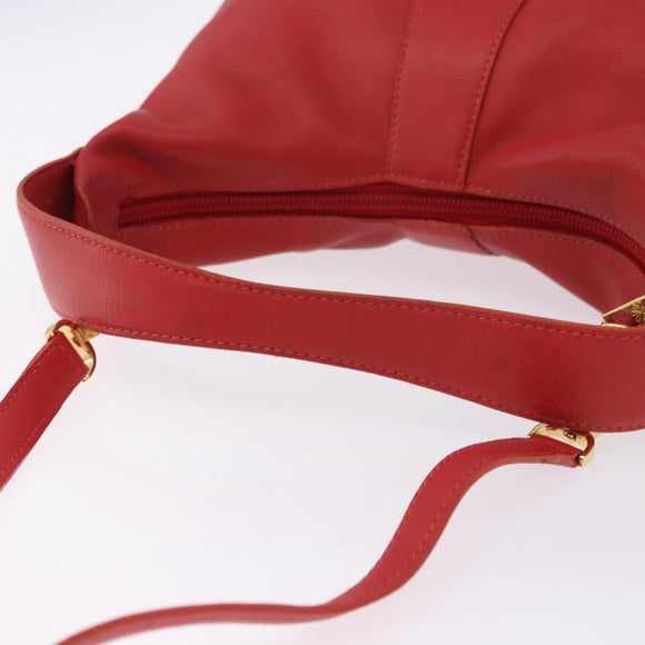 LOEWE Hand Bag Leather 2way Red Gold Auth 195246A