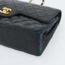 CHANEL Chain Matelasse 25 Shoulder Bag Lamb Skin Black Gold CC Auth 195247V-8