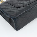 CHANEL Chain Matelasse 25 Shoulder Bag Lamb Skin Black Gold CC Auth 195247V-17