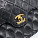 CHANEL Chain Matelasse 25 Shoulder Bag Lamb Skin Black Gold CC Auth 195247V-18