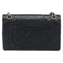 CHANEL Chain Matelasse 25 Shoulder Bag Lamb Skin Black Gold CC Auth 195247V-2