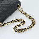 CHANEL Chain Matelasse 25 Shoulder Bag Lamb Skin Black Gold CC Auth 195247V-7