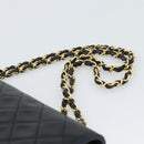 CHANEL Chain Matelasse 25 Shoulder Bag Lamb Skin Black Gold CC Auth 195247V-14
