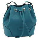 GUCCI Diamante Shoulder Bag Leather Blue Silver 354229 Auth 195248A-2