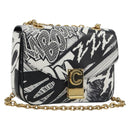 CELINE Christian Marclay Chain Shoulder Bag Leather White Gold Tone Auth 195249M-1