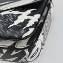 CELINE Christian Marclay Chain Shoulder Bag Leather White Gold Tone Auth 195249M-10