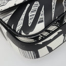 CELINE Christian Marclay Chain Shoulder Bag Leather White Gold Tone Auth 195249M-11