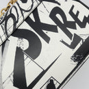 CELINE Christian Marclay Chain Shoulder Bag Leather White Gold Tone Auth 195249M-15