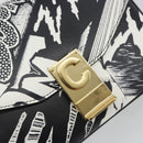 CELINE Christian Marclay Chain Shoulder Bag Leather White Gold Tone Auth 195249M-16
