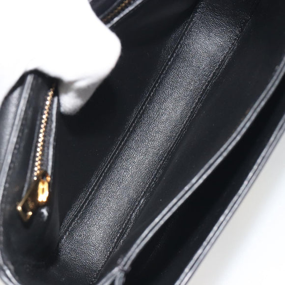 CELINE Christian Marclay Chain Shoulder Bag Leather White Gold Tone Auth 195249M