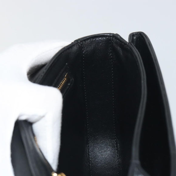 CELINE Christian Marclay Chain Shoulder Bag Leather White Gold Tone Auth 195249M