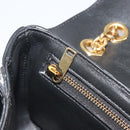 CELINE Christian Marclay Chain Shoulder Bag Leather White Gold Tone Auth 195249M-22