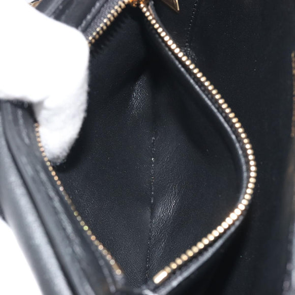 CELINE Christian Marclay Chain Shoulder Bag Leather White Gold Tone Auth 195249M