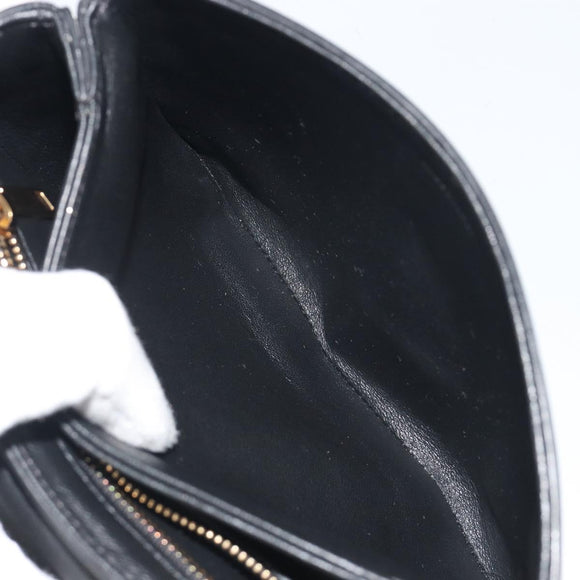 CELINE Christian Marclay Chain Shoulder Bag Leather White Gold Tone Auth 195249M