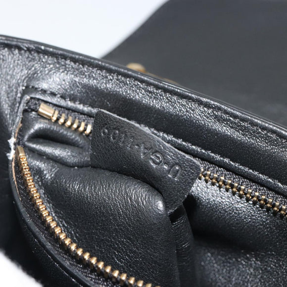 CELINE Christian Marclay Chain Shoulder Bag Leather White Gold Tone Auth 195249M