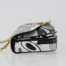 CELINE Christian Marclay Chain Shoulder Bag Leather White Gold Tone Auth 195249M-5