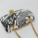 CELINE Christian Marclay Chain Shoulder Bag Leather White Gold Tone Auth 195249M-6