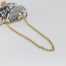 CELINE Christian Marclay Chain Shoulder Bag Leather White Gold Tone Auth 195249M-7