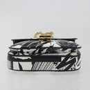 CELINE Christian Marclay Chain Shoulder Bag Leather White Gold Tone Auth 195249M-9