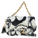 CHANEL Matelasse Chain Shoulder Bag Satin 2way White Gold CC Auth 195250M-1