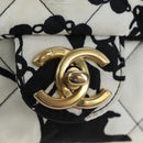 CHANEL Matelasse Chain Shoulder Bag Satin 2way White Gold CC Auth 195250M-21