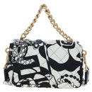 CHANEL Matelasse Chain Shoulder Bag Satin 2way White Gold CC Auth 195250M-3