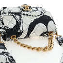CHANEL Matelasse Chain Shoulder Bag Satin 2way White Gold CC Auth 195250M-7