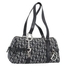Christian Dior Trotter Canvas Boston Bag Black Silver Auth 195251V-1