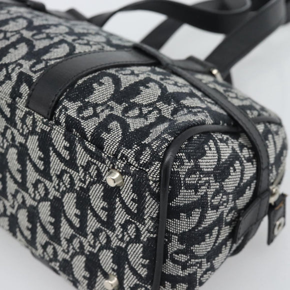 Christian Dior Trotter Canvas Boston Bag Black Silver Auth 195251V