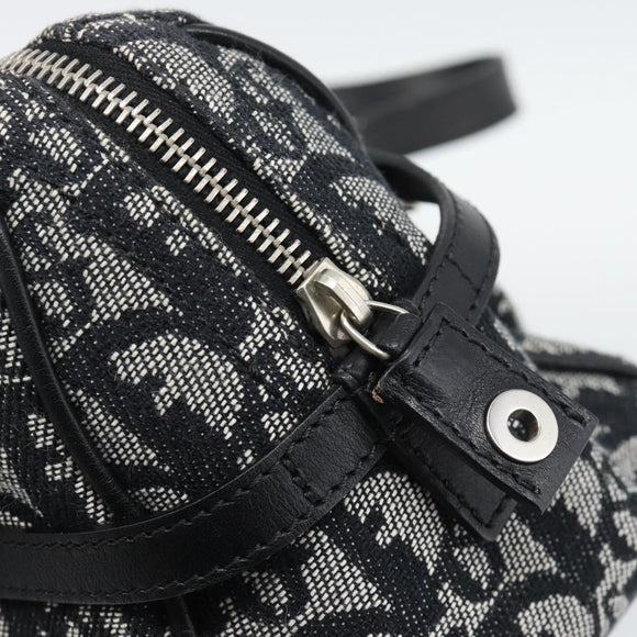 Christian Dior Trotter Canvas Boston Bag Black Silver Auth 195251V
