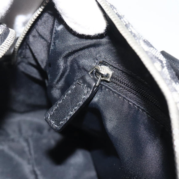 Christian Dior Trotter Canvas Boston Bag Black Silver Auth 195251V