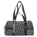 Christian Dior Trotter Canvas Boston Bag Black Silver Auth 195251V-2