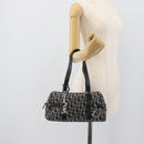 Christian Dior Trotter Canvas Boston Bag Black Silver Auth 195251V-22