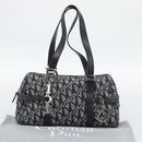 Christian Dior Trotter Canvas Boston Bag Black Silver Auth 195251V-23