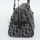 Christian Dior Trotter Canvas Boston Bag Black Silver Auth 195251V-5