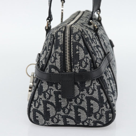 Christian Dior Trotter Canvas Boston Bag Black Silver Auth 195251V
