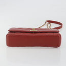 CHANEL Matelasse Chain Shoulder Bag Lamb Skin Red Gold Tone CC Auth 195253SM-5