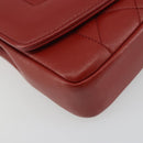 CHANEL Matelasse Chain Shoulder Bag Lamb Skin Red Gold Tone CC Auth 195253SM-16