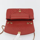 CHANEL Matelasse Chain Shoulder Bag Lamb Skin Red Gold Tone CC Auth 195253SM-20