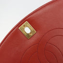 CHANEL Matelasse Chain Shoulder Bag Lamb Skin Red Gold Tone CC Auth 195253SM-21