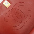 CHANEL Matelasse Chain Shoulder Bag Lamb Skin Red Gold Tone CC Auth 195253SM-22
