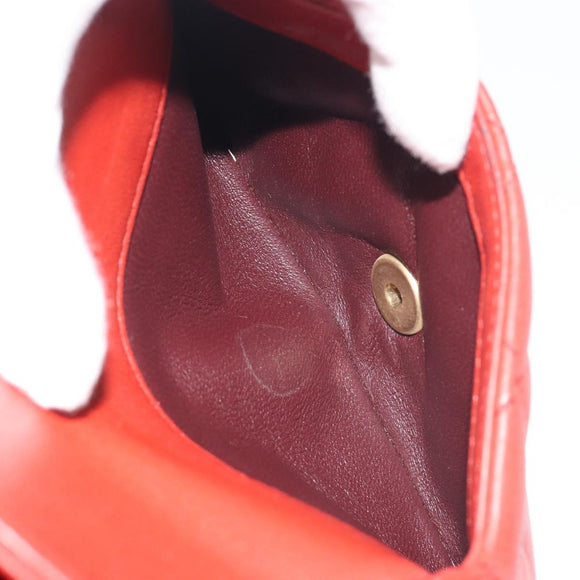 CHANEL Matelasse Chain Shoulder Bag Lamb Skin Red Gold Tone CC Auth 195253SM
