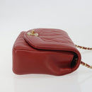 CHANEL Matelasse Chain Shoulder Bag Lamb Skin Red Gold Tone CC Auth 195253SM-3