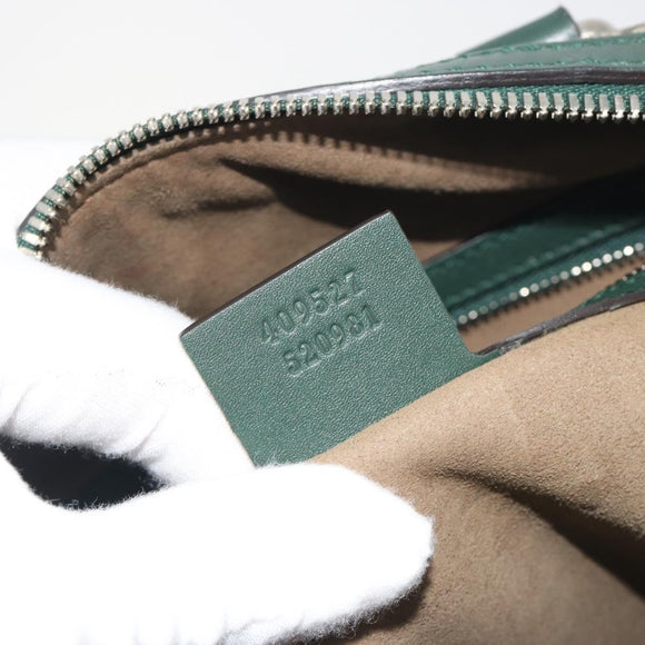 GUCCI GG Supreme Boston Bag PVC Leather 2way Green Silver 409527 Auth 195254SAM